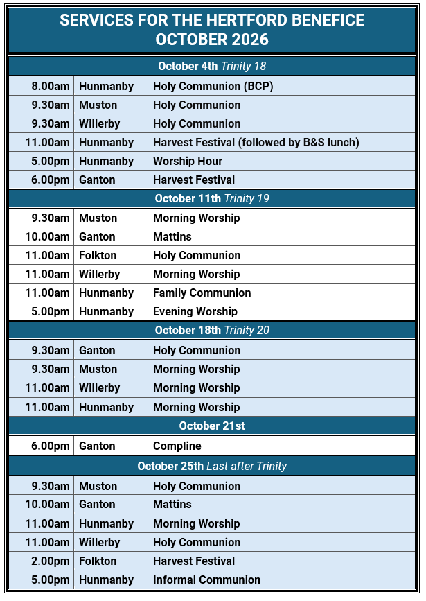 Services for the rest of the month