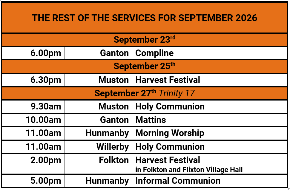 Services for the rest of the month